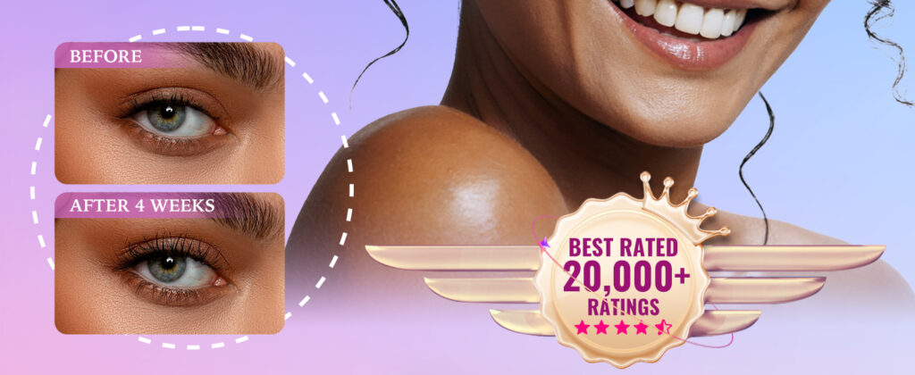 Vorher-Nachher Vergleich bei Anwendung des Tamran Long Lashes Wimpernserum