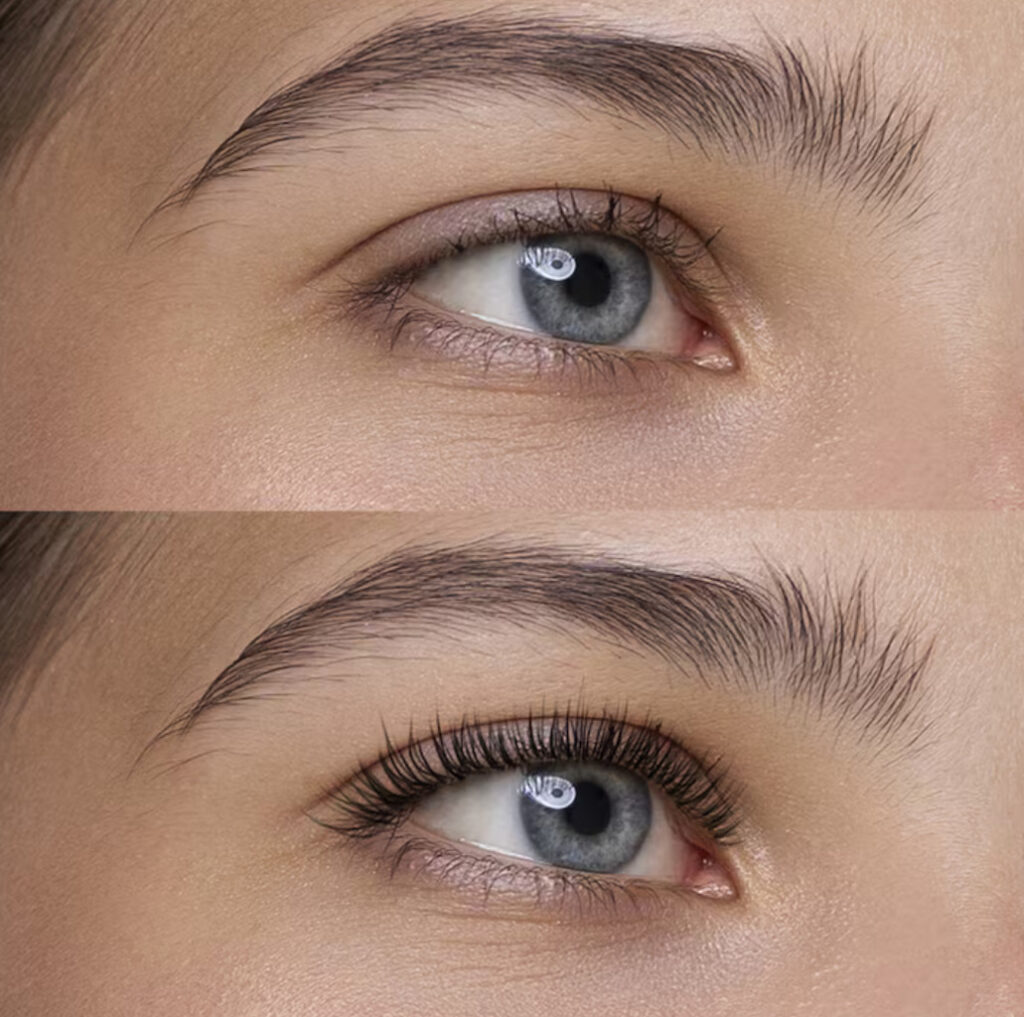 Vorher-Nachher Vergleich nach 4 Wochen Anwendung des Beautyfullash Wimpernserums