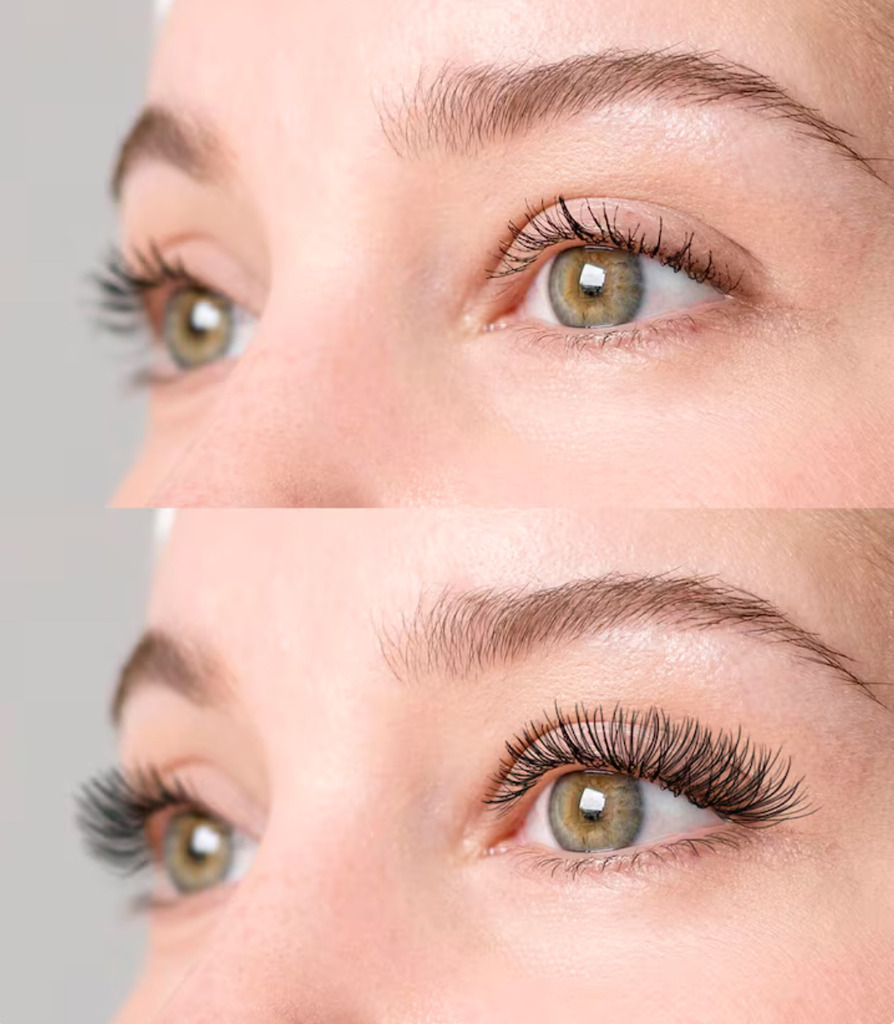 Vorher-Nachher Vergleich nach 8 Wochen Anwendung des Beautyfullash Wimpernserums